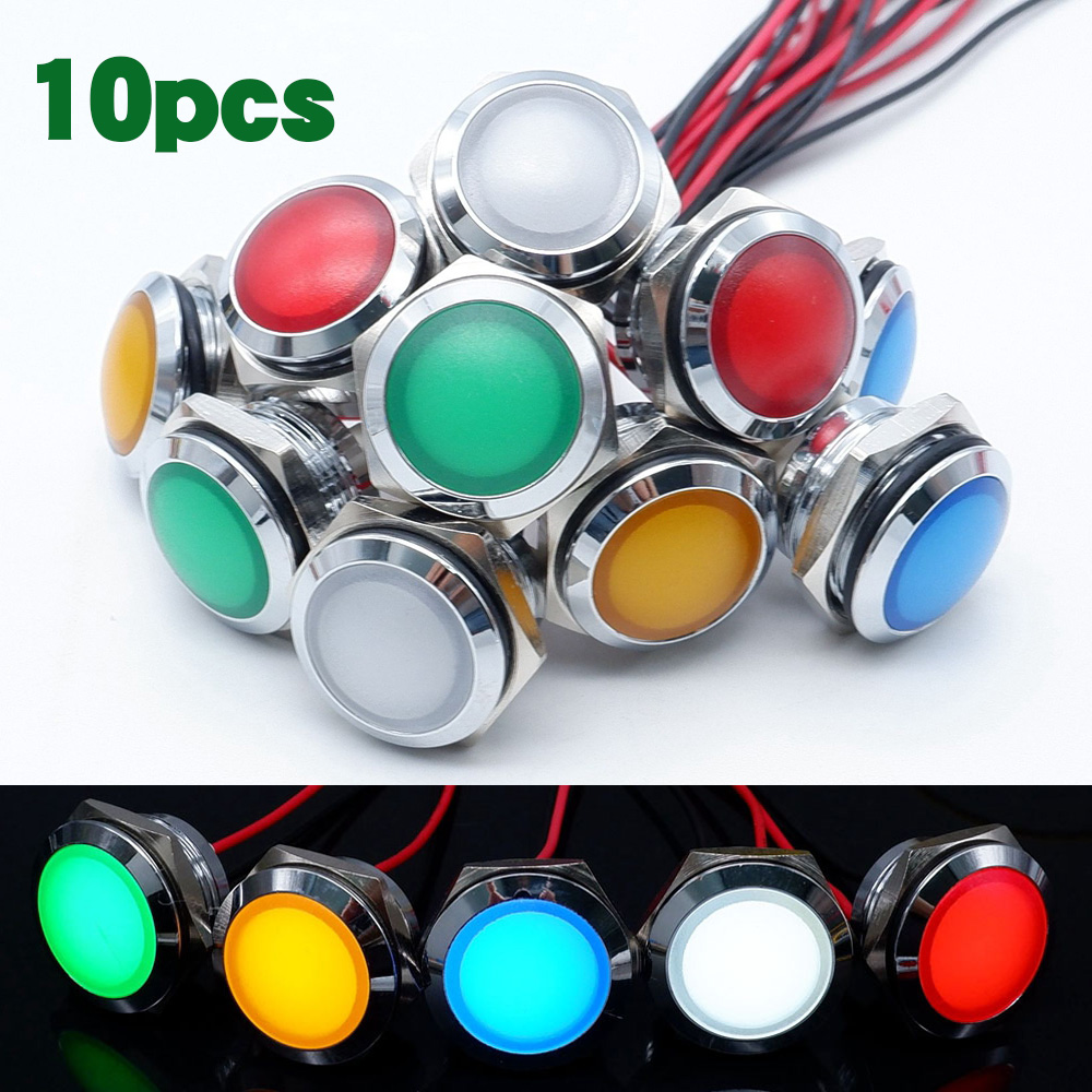 Signal Panel Orange - 10pcs 12/16/19/22mm 금속 LED 표시 등