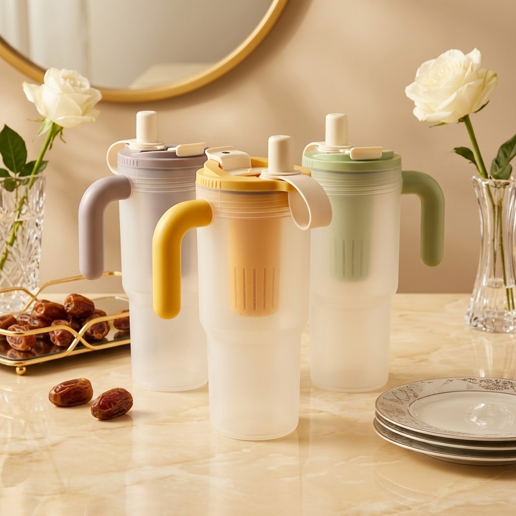 Water Purification Straw - 850ml 플라스틱 물병 텀블러 컵 손잡이