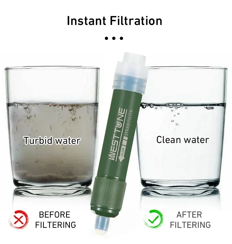 Water Purification Straw - Westtune 야외 미니 캠핑 정화 워터