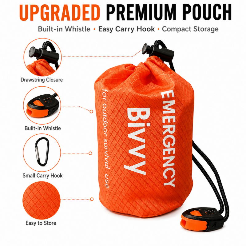 2팩 비상용 침낭, 프리미엄 파우치, 호루라기 및 휴대 - Bivy Bag Emergency 리뷰 및 가격