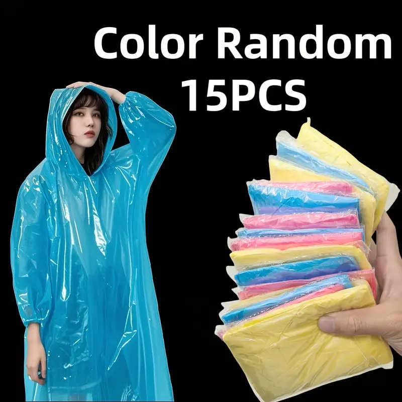 15/30Pcs 성인용 무작위 색상 일회용 투명 비 판 - Emergency Poncho Rain 리뷰 및 가격