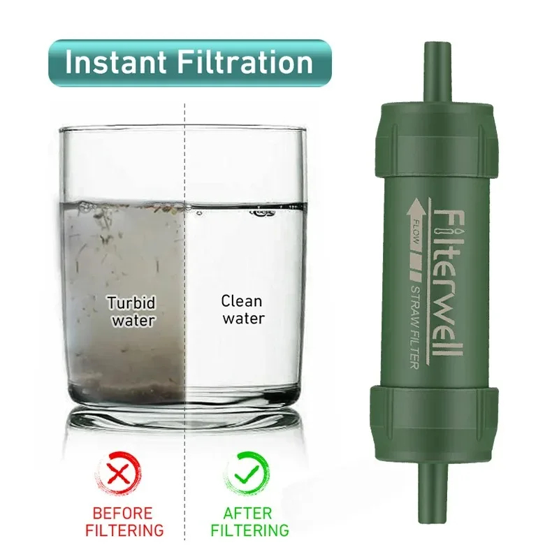 1PC 야외 미니 워터 필터 짚 캠핑 정화 생존 또는  - Water Purification Straw 리뷰 및 가격